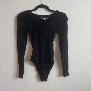 Vintage 1990s Black Velvet Bodysuit Size Small